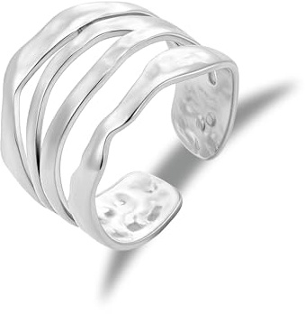 Edelstahl Silber Ringe 18K Vergoldet Verstellbare Große Ringe für Damen