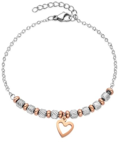 Dada Gioielli Bracciale Donna Rosa Quadrifoglio Stella Cuore Portafortuna | Pendente, Catenina Diamantata, Idea Regalo Per Lei, Elegante e Raffinato 17,5+3 cm