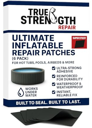 True Strength Repair Heavy-Duty Mesh Reinforced Repair Tape – Waterproof, Weatherproof & UV Resistant Patch for Hot Tubs, Air Beds, Boats, Kayaks, Tents & More – Engineered in the UK