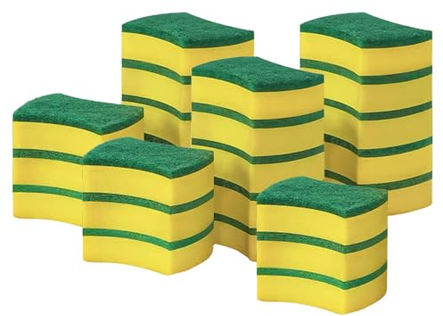 24 Pack Kitchen Cleaning Sponges Heavy Duty Scrub Sponges for Grease & Stains, High-Density Durable Dishwashing Scrubber Pads, Non-Scratch Sponge for Dishes/Countertops/Utensils