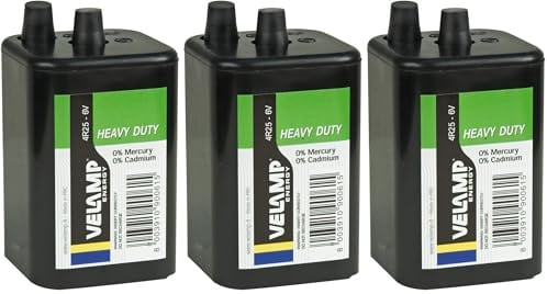 VELAMP 4R25 Batteria Quadra Zinco Carbone, 6V, Nero (Confezione da 3)