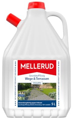 MELLERUD Grundstoff Essig Wege & Terrassen Unkrautfrei – 1 x 5 l | Beseitigt Unkraut effektiv, zuverlässig und zu 100% natürlich