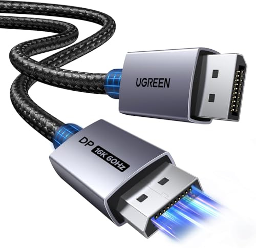 UGREEN 16K Displayport Kabel 2.1 16K 10K 60Hz 8K 120Hz 4K 240Hz 165Hz (5M) | DP kabel 80Gbps mit HDR, FreeSync, G-Sync, DSC 1.2a, HDCP 2.2, Anti-Interferenz und Haltbarkeit für PC, HDTV, Gaming Monitor