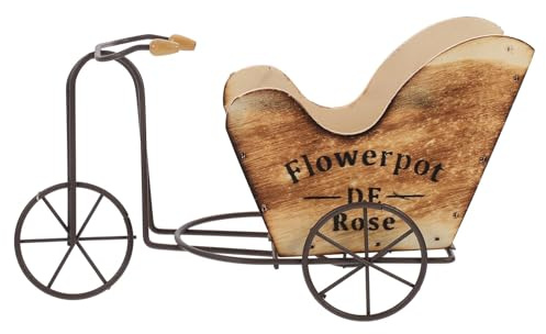 SHINEOFI Portafiori da Tavolo in Ferro Vintage a Forma di Bicicletta Rustica, Supporto per Piante e Fiori in Legno e Ferro per Soggiorno e Giardino