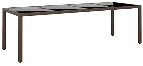 LoogCape Gartentisch mit Glasplatte 250 x 100 cm Braun Poly Rattan Terrassentisch ausziehbar wetterfest mit Stabiler Stahlkonstruktion für Outdoor Draußen