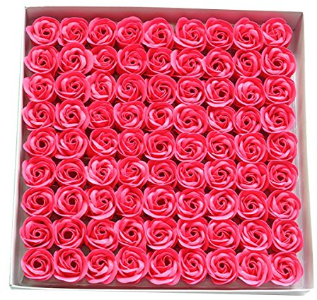 TININNA Set di 81 saponi profumati fatti a mano con rose e fiori rosa, in confezione regalo per matrimonio, rosa acceso, confezione usa e getta