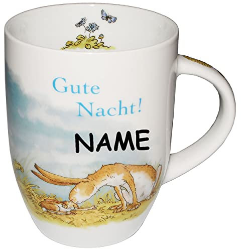 alles-meine.de GmbH Henkeltasse - Weisst du eigentlich wie lieb ich Dich hab - Gute Nacht - incl. Name - groß - 380 ml - Porzellan/Keramik - Kindertasse - Hase & Tiere - Ka..