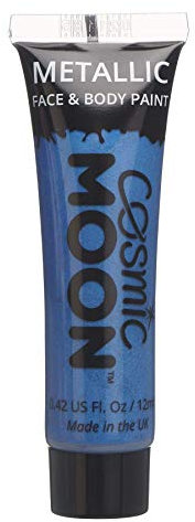 Cosmic Moon - Peinture de maquillage métallique pour le visage et le corps - 12ml - Créez des motifs de maquillage métallique fascinants pour visage! - Inclut: Bleu