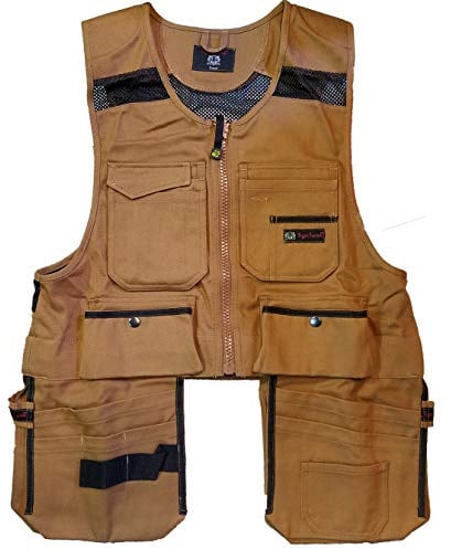 Tiger Trends Men Work Vest Pockets Utility Vest Tool Pockets Pro (Medium, Brown Duck)