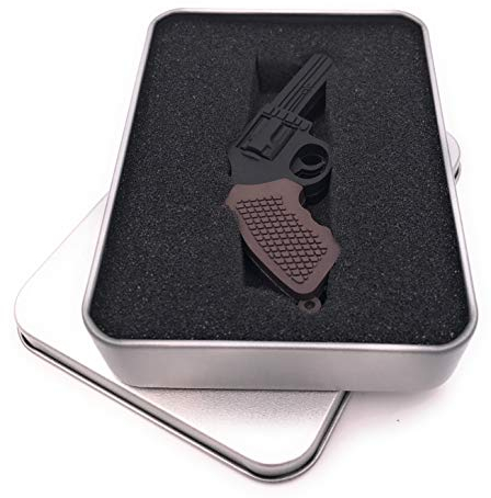 Onwomania Revolver in schwarz Pistole Kolt USB Stick in Alu Geschenkbox 32 GB USB 3.0