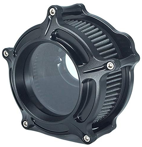 Filtro Aria Moto Air Filtro See Through Cleaner System Intake Kit Cnc Black per Harley davidson Dyna 2000-2017 Softail 2000-2015 Touring 2000-2007 Fitment - (DESIGN B - Grigia)