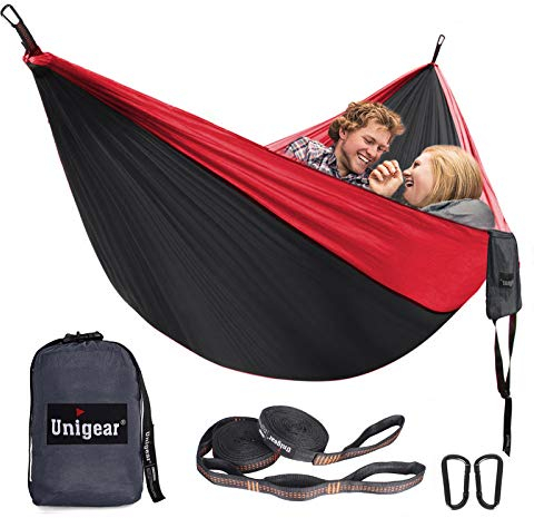 Unigear Hamaca para Acampar 320 x 200 cm para 2 Personas, Hamaca Aoble Portátil Ligera de Nylon Paracaídas con Correas para Mochilero, Camping, Viajes, Playa, Jardín