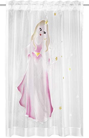 Clever-Kauf-24 Fertigschal Fee | BxH 140x160cm | Vorhang mit verdeckten Schlaufen | fürs Kinderzimmer | Gardine mit Motiv | Dekoschal transparent