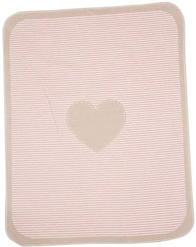 David Fussenegger Babydecke rosa mit Herz Motiv aus Baumwolle 70x90 cm flauschig weich