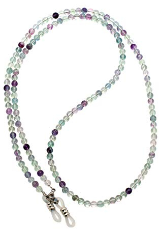 rainbow safety Brillenkette Brillenband Brillenhalter Schlangenkette Natürliche Edelstein Perlen Amazonit Achat Tigerauge Amethyst RC (Regenbogen Fluorit)