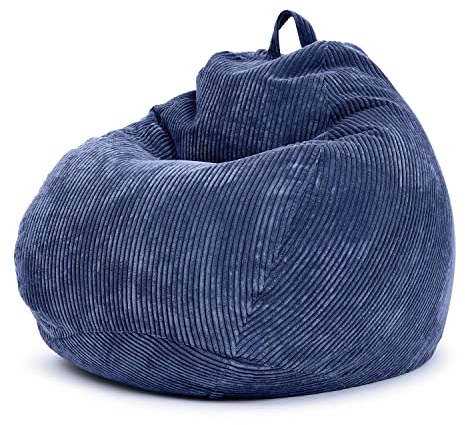 Green Bean® Indoor Sitzsack 90x110cm EPS-Perlen Füllung & Cordstoff Kuschelig Weich Waschbar - Drinnen Bodenkissen Liegekissen Sitzkissen Sitzhocker Relax-Sessel Kinder Erwachsene Stoff Dunkelblau