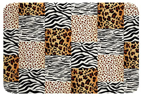 Wild Tiere Badematte 50x80cm Zebra Leopard Giraffe Tiger Haut rutschfest Badezimmerteppich Für Kinder Erwachsene Safari Tier Drucken Badteppiche Weiß Schwarz Braun Fell Weich Zottel Badvorleger