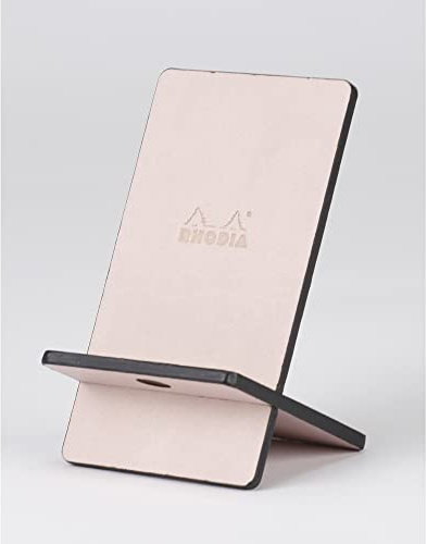 Rhodia 194416C - Handyständer Rhodiarama, elegant aus italienischem Kunstleder, 13x8x8,5 cm, Rosa, 1 Stück
