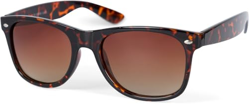 styleBREAKER Unisex Nerd Sonnenbrille mit Kunststoff Rahmen und Polarisierten Blendfreien Gläsern, Retro Style 09020132, Farbe:Gestell Braun Demi/Glas Braun Verlauf