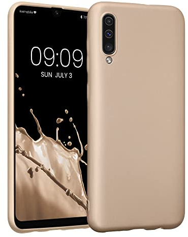 kwmobile Case kompatibel mit Samsung Galaxy A50 Hülle - Schutzhülle aus Silikon metallisch schimmernd - Handyhülle Metallic Gold
