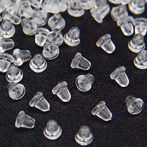 Mazoliy 2000 Stück transparente Kunststoff-Ohrring-Verschlüsse, weiche Ohrring-Stopper, minimalistisch, hypoallergen