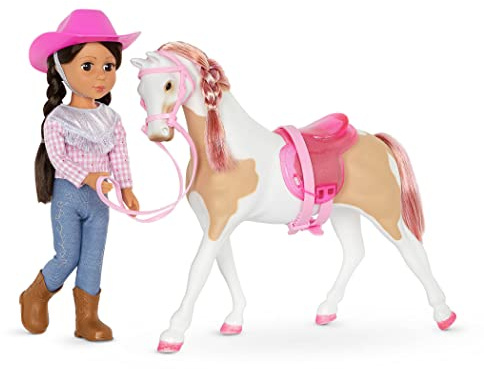 Glitter Girls – Bria & Bonnie Reitpuppe mit Pferd, bewegliche 36-cm-Puppe | 36 cm bewegliche Puppe mit Pferd, Hut, Oberteil, Hose, Stiefeln, Sattel und Zaumzeug; kompatibel mit 36 cm Puppen; 3+ Jahre