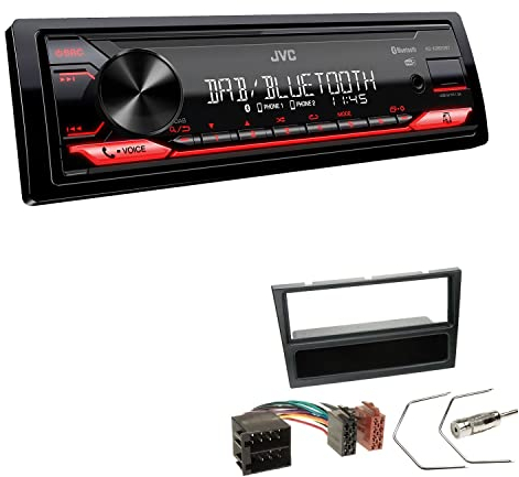 JVC KD-X282DBT 1-DIN Digital Autoradio DAB+ Bluetooth USB Einbauset passend für Opel Corsa C 2000-2004 schwarz