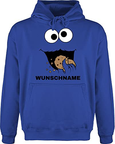 Hoodie Herren Pullover Männer - Karneval Fasching - Keks Monster Kostüm mit Name I Krümelmonster I Cookie Monster I Keksmonster - XXL - Royalblau - Karnevals Kekse Hoodies Faschings krümel Pulli