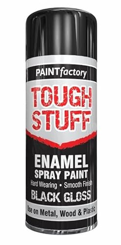 SuperGift.com 400ml All Purpose Aerosol Black Gloss Enamel Spray Paint 400ml Quick Drying Spray, Fast Dry and Excellent Coverage for Metal, Wood, Plastic and More by Diva Gift