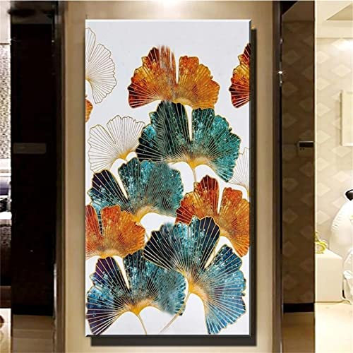 5D Diamant Painting Bilder Ginkgo Biloba, Diamond Painting Kinder, leinwand Groß, 30x60cm Malen nach Zahlen Erwachsene, DIY Daiments Painting mit Diamond Painting Zubehör, Wohnzimmer Dekoration