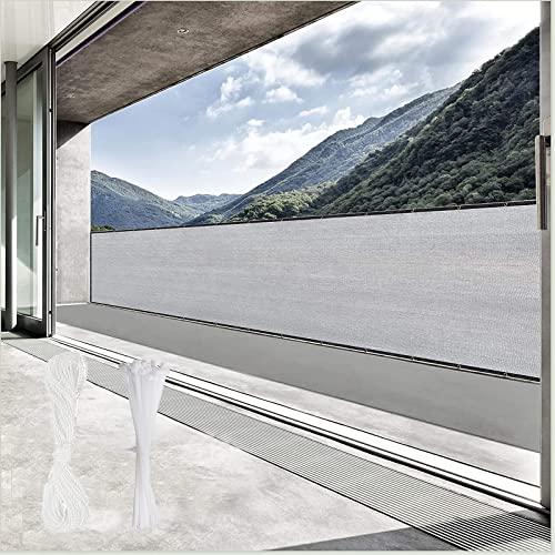 YUANZHI Balkon Sichtschutz Balkonverkleidung 120 x 400 cm 185g/㎡ HDPE,UV-Schutz Balkon Sichtschutz Seitenmarkise mit Ösen und Kabelbinder für Garten, Balkon Terrasse, Grau