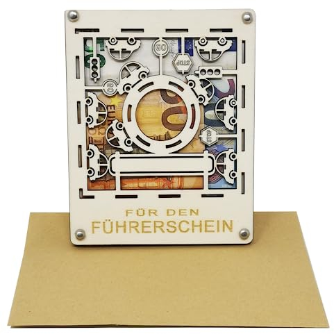 Woodland Mail Geschenk zum Führerschein - Geldgeschenke Geschenke zum neuen Auto oder Tankgutschein (aus Holz)