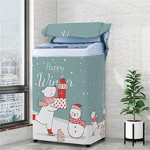 Odot Funda Lavadora de Carga Superior Funda, Lavadora Exterior Impermeable con Cremallera para Lavadora y Secadora de Carga Superior (Navidad,XL Capacidad 8,5-12kg)