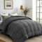DUANDAUN Bettdecke 240 x 260cm 4 Jahreszeiten Bettdecke,Mikrofaser Steppdecke, Weiche und Bequeme Ganzjahresdecke, Deal für Allergiker, Dunkelgrau