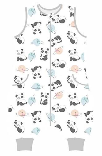 Teechodina Baby Schlafsack mit Füßen 100% reine Baumwolle 0.5 Tog Kinder Sommerschlafsack mit Beinen kleinkind Schlafanzug für Jungen und Mädchen, Panda Planet/1.5 Tog, 100cm/Baby Höhe 110-120cm