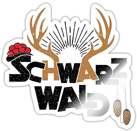 Spreadshirt Schwarzwald Bollenhut Hirschgeweih Schwarzwald Geschenk Sticker, max. 10x10 cm, 10 x 10 cm, Weiß glänzend