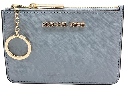 MICHAEL KORS Jet Set Travel Petite pochette zippée en cuir avec porte-carte d'identité Bleu pâle, bleu pâle, 36