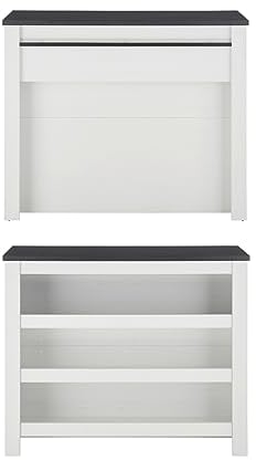 Furn.Design Küchentheke Kücheninsel in weiß Pinie und schwarz/anthrazit industriell Stil Küchenschrank freistehend Raumtrenner Küchentresen 130 cm Stove (Küchentheke)