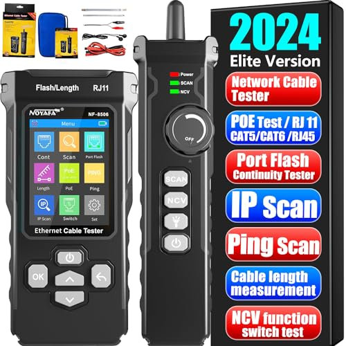 NOYAFA NF-8506 Network Cable Tester with IP Scanner, POE/Ping/TDR CAT5 CAT6, Network Tester