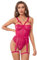 comeondear Tenue Sexy Femme Érotique Hot Grande Taille Lingerie avec Porte-Jarretelles Body Dentelle Combinaison Une Pièce Négligé Babydoll Teddy Bretelles Réglables 2 Poignets de Cuisse(Rosé,XS-S)
