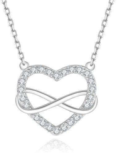 Jrêveinfini Unendlichkeitszeichen Halskette Damen Silber 925 mit Anhänger, Mutter Tochter Herz Infinity Kette Mama, Personalisiert Kette Freundin, Valentinstag Schmuck Geschenke für Frauen
