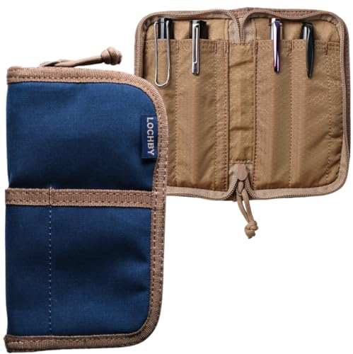 LOCHBY Quattro Schlankes und elegantes Stiftetui, strapazierfähiges, gewachstes Segeltuch, leicht gepolstert, für Füllfederhalter und Druckbleistift, kompaktes Design für 4 Stifte, für den täglichen