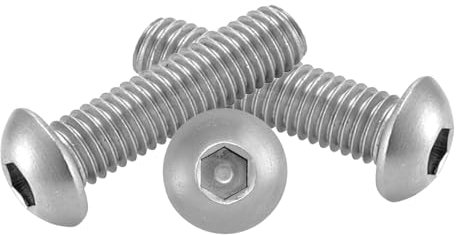 Vis Inox À Métaux Tête Bombee Six Pans Creux M8 x 50mm : 10pcs (TBHC) | Hexagonale Cylindrique - Acier Inoxydable Metal A2 | Visserie Bricolage Réparation Pour Usage Exterieur-Interieur