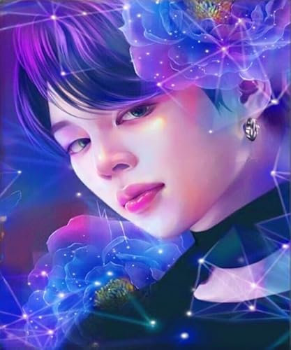 GerRit DIY 5d Diamond Malerei Kits für Erwachsene Kinder,BTS, Vollrunde Diamond Stickkits Cross -Stitch Kristall Strassbilder Kunsthandwerk Home Wall Decoration-30x40cm