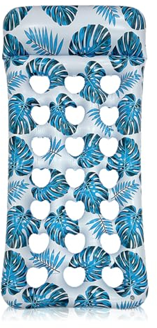 Luftmatratze Pool,luftmatratze Pool schwimmt mit Kopfstütze,Luftmatratze Wasser Erwachsene,Aufblasbares Hängematte Pool Spielzeug für Erwachsene und Kinder,Schwimmhängematte 170 x 90 cm (Blau)