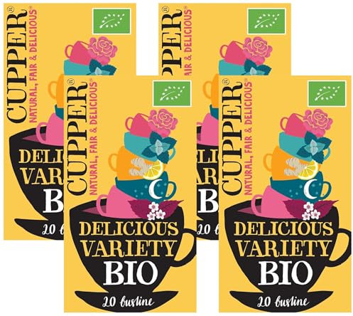 Cupper Cofanetto Mix di Tisane Biologiche, Assortimento After Dinner Mints, Love Me Truly Chai, Snore&Peace, Limone e Zenzero e Infuso Depur, Filtri 100% Biodegradabili, Confezione da 80 Bustine