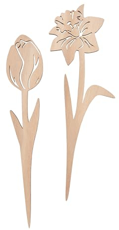 VBS Holz-Stecker Blumen Tulpe und Narzisse 28cm und 28,5cm Stärke 0,4 mm Sperrholz Holzdeko Holstecker Dekostecker Dekoration Frühling Basteln bemalen