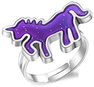 CLSSLVVBN Stimmungsringe, veränderbare Farbe, verstellbar, niedliches Tier, Fingerzubehör, Kostümrequisiten, Taschenfüller, mehrere Formen, Geburtstag, Einhorn