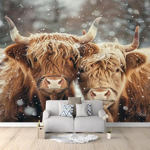 Fototapete 400 x 280 cm Moderne Wandtapete für Schlafzimmer und Wohnzimmer - Vlies Tapeten mit UV-Beständigkeit und Geruchsfreiheit - Wandbild mit High-Mörser-Kuh