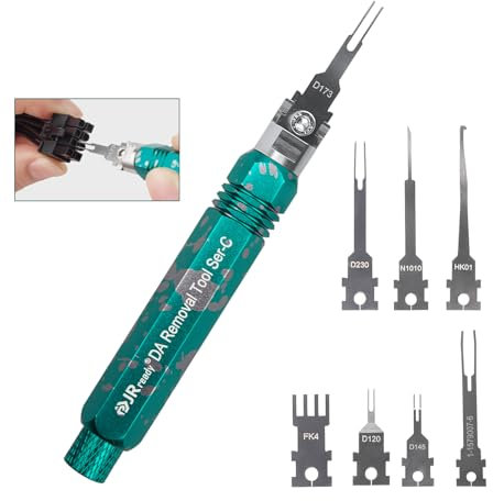 JRready ST5255-08 Entriegelungswerkzeug Kfz Stecker Kit Enthält 8 Stück Ersatzspitzen Terminal Auspinwerkzeug für AMP/Delphi/Molex/Deutsch/Bosch/Kostal Connector usw., Automotive/Computer Reparatur